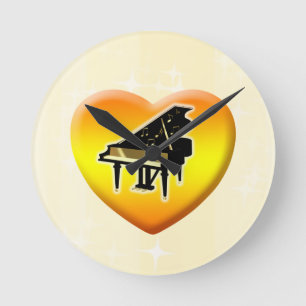 Grand Piano Heart Clock