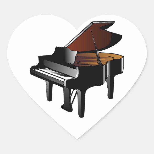 Grand Piano Heart Sticker (Front)