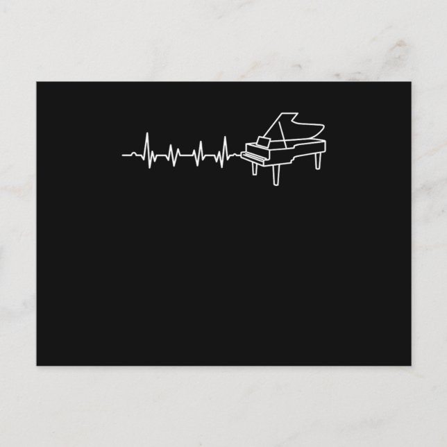 Grand Piano Heartbeat Pianist Piano Player Musicia Postcard (Front)