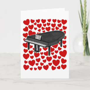 Grand Piano Hearts Valentines Anniversary Card
