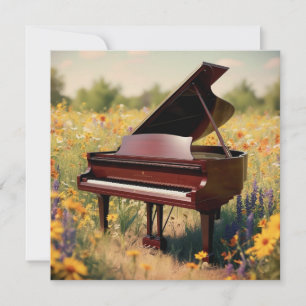 Grand Piano in a Floral Field Invitation