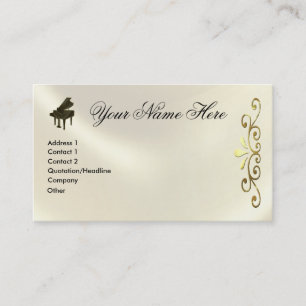 Grand Piano Keyboard Music Notes and G-Clef Business Card