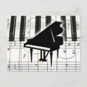 Grand Piano Keyboard & Notes Postcard