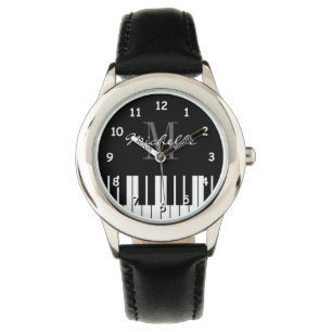 Grand piano keys kids watch with custom monogram