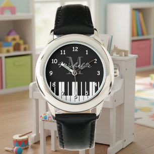 Grand piano keys kids watch with custom monogram