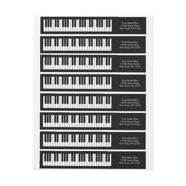 Grand piano keys wraparound return address labels (Sheet)