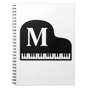 Grand Piano Monogram Pianist Personalise Notebook