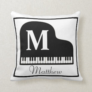Grand Piano Monogram Pianist Personalise Square Cushion