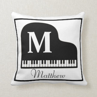 Grand Piano Monogram Pianist Personalise Square Cushion