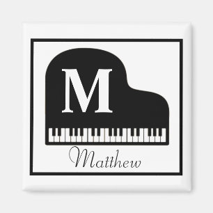 Grand Piano Monogram Pianist Personalise Square St Magnet