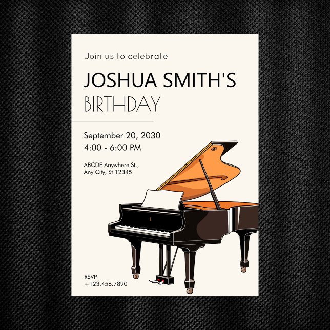 Grand Piano music birthday Invitation (Creator Uploaded)