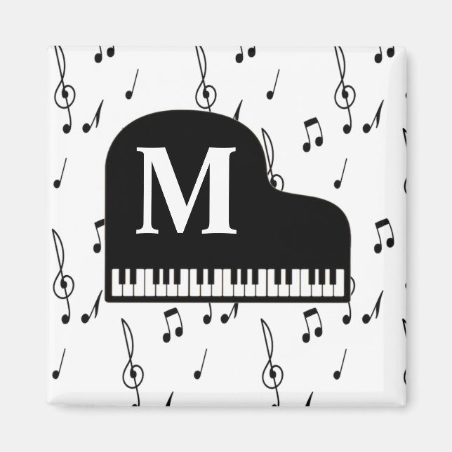 Grand Piano Music Note Monogram Pianist   Magnet (Front)