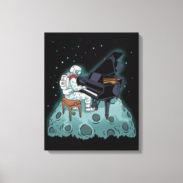 Grand Piano Music Pianist Gift Astronaut Piano Canvas Print (Front)