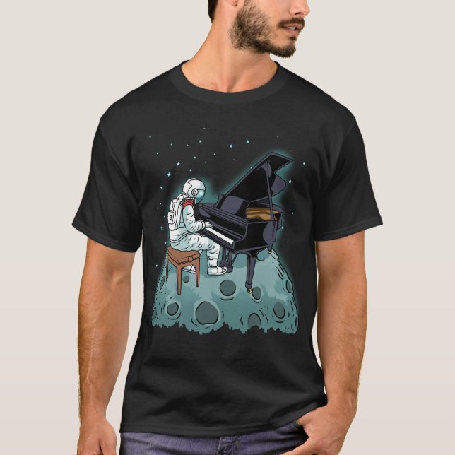 Grand Piano Music Pianist Gift Astronaut Piano T-Shirt (Front)