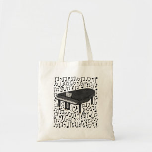 Grand Piano Musical Notes, Pianist Music Teacher Tote Bag
