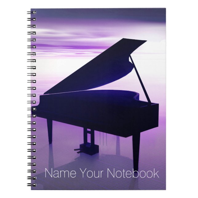 Grand Piano on Sunset Beach Music Notebook (Front)