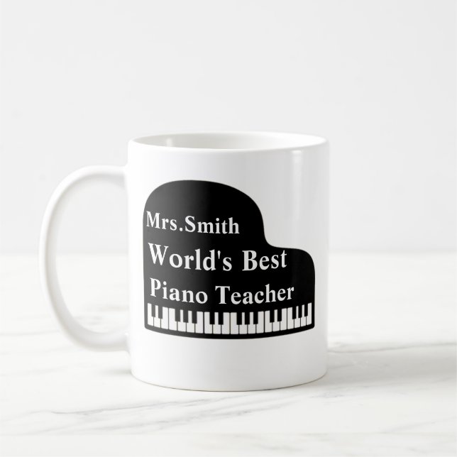 Grand Piano Personalise World's Best Piano Teacher Coffee Mug (Left)
