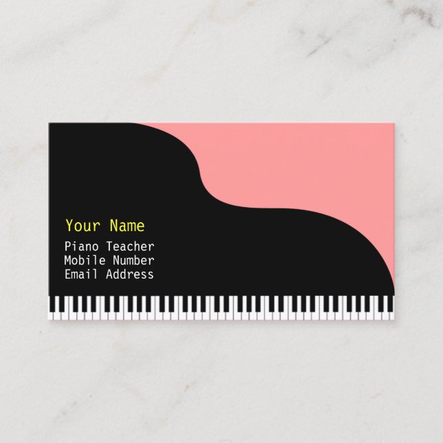 Grand Piano Red Background Business Card (Front)