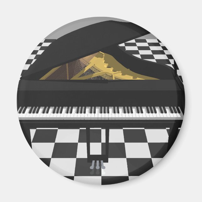 Grand Piano & Tile Floor: 3D Model: Magnet (Front)