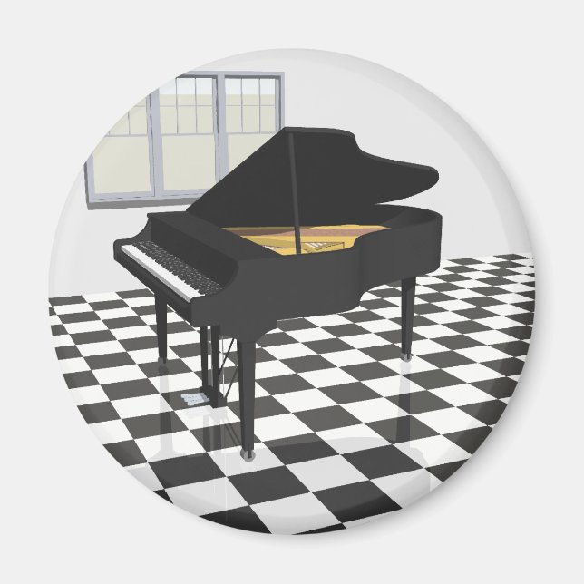 Grand Piano & Tile Floor: 3D Model: Magnet (Front)