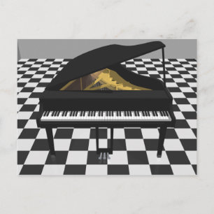 Grand Piano & Tile Floor: 3D Model: Postcard