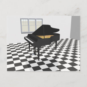 Grand Piano & Tile Floor: 3D Model: Postcard