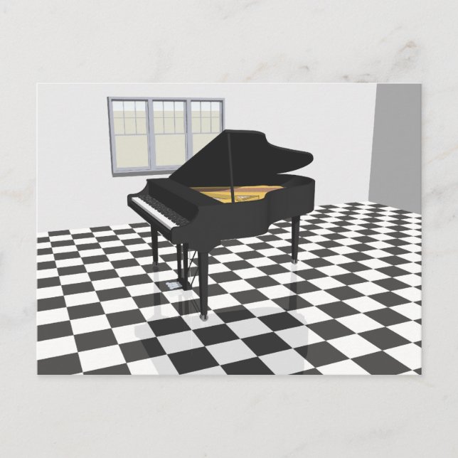 Grand Piano & Tile Floor: 3D Model: Postcard (Front)