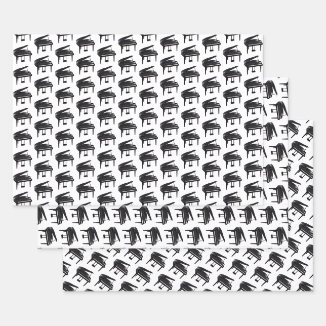Grand Piano Tiled Pattern Wrapping Paper Sheet (Set)