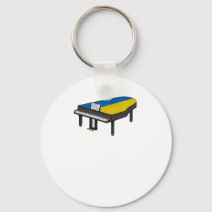 Grand Piano Ukrainian Flag Pianist Musician Sticke Key Ring