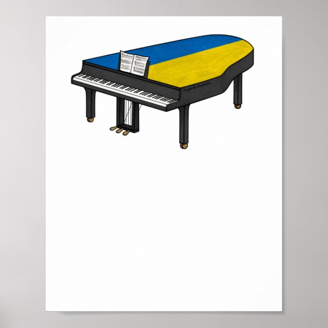 Grand Piano Ukrainian Flag Pianist Musician Sticke Poster (Front)