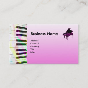 Grand Piano With Keyboard in Pink Business Card