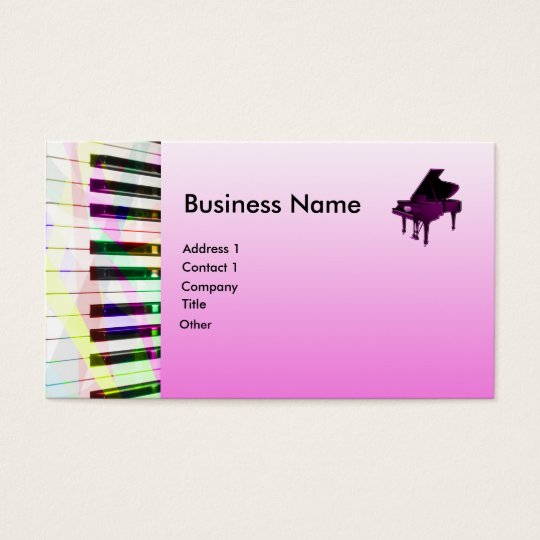 Grand Piano With Keyboard in Pink Business Card