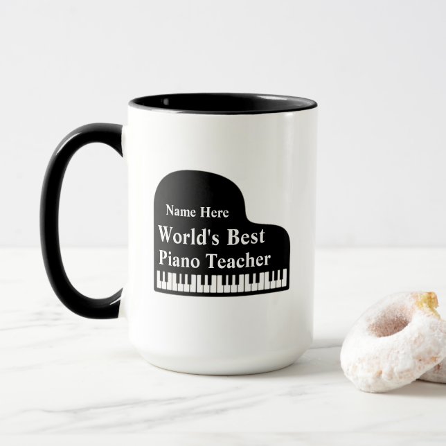 Grand Piano World's Best Piano Teacher  Mug (With Donut)
