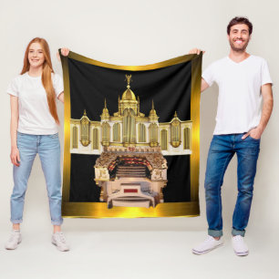 Grand Pipe Organ, Organist Gift Accent Fleece Blanket