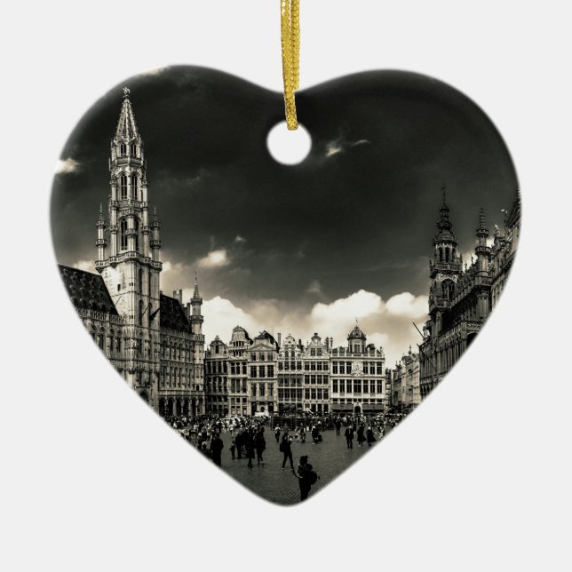 Grand-Place, Brussels, Belgium Ceramic Tree Decoration (Front)