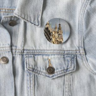 Grand Place in Brussels at sunset in cloudy day 6 Cm Round Badge