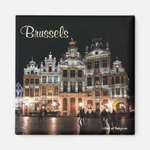 Grand Place in Brussels, Belgium at night Magnet