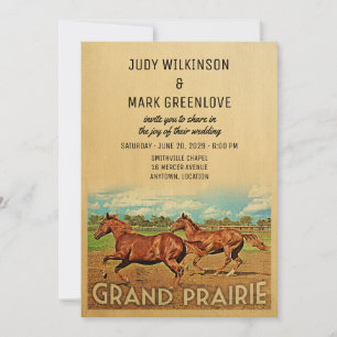 Grand Prairie Texas Wedding Invitation Horses