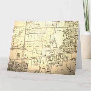 Grand Prairie, TX Vintage Map Card