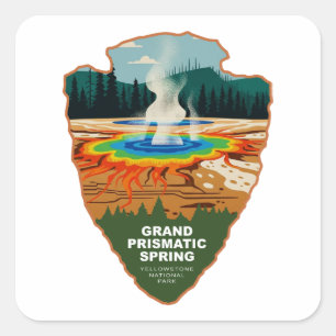 Grand Prismatic Spring Yellowstone Arrowhead Square Sticker