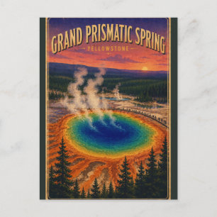 Grand Prismatic Spring Yellowstone Vintage Travel Postcard