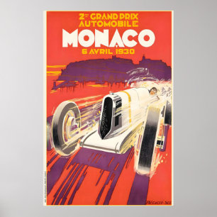 Grand Prix 1930 Motor Racing Monaco France Vintage Poster