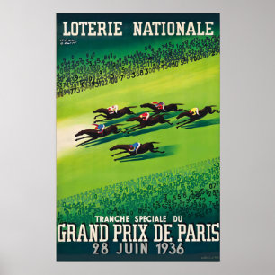 Grand Prix de Paris 28 June 1936 Loterie Nationale Poster