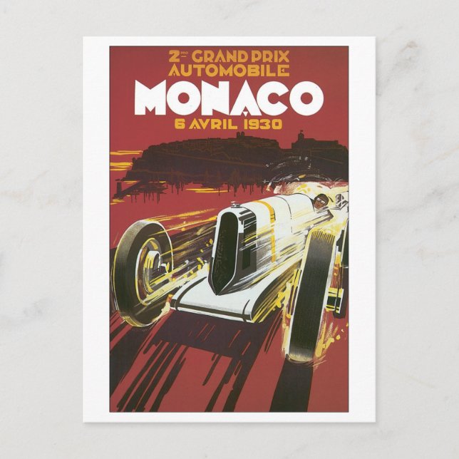 Grand Prix Monaco Avril 1930 Postcard (Front)