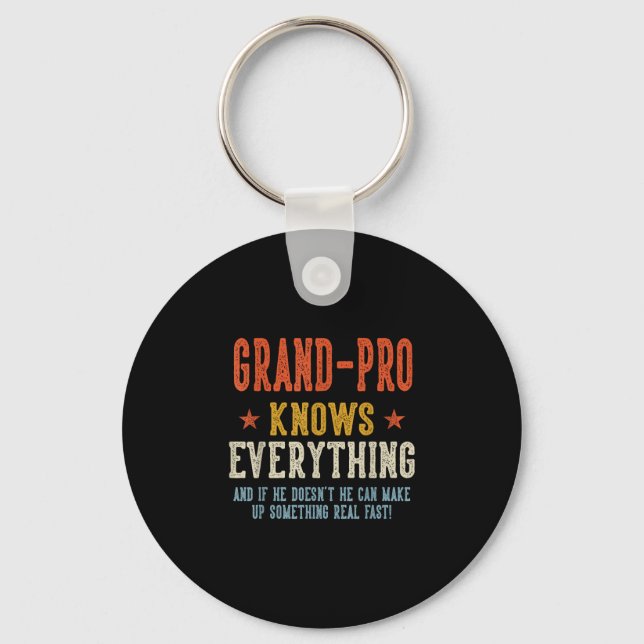Grand-pro knows everything father's day retro key ring (Front)