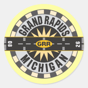 Grand Rapids, MI GRR Airport Classic Round Sticker