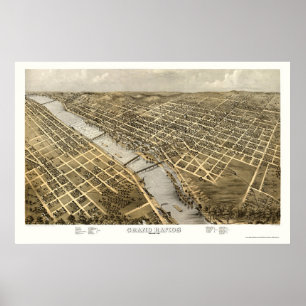 Grand Rapids, MI Panoramic Map - 1868 Poster