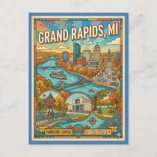 Grand Rapids MI Vintage Style Retro 1960s Postcard
