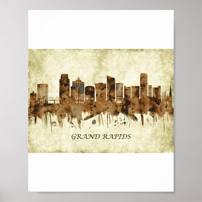 Grand Rapids Michigan Cityscape Poster (Front)
