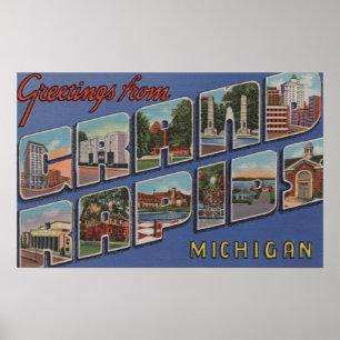 Grand Rapids, Michigan - Large Letter Scenes 2 Poster
